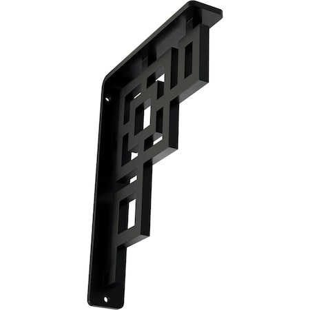 Ekena Millwork Eris Wrought Iron Bracket, (Single center brace), Powder Coated Black 1 1/2"W x 5 1/2"D x 8"H BKTM01X05X08SER